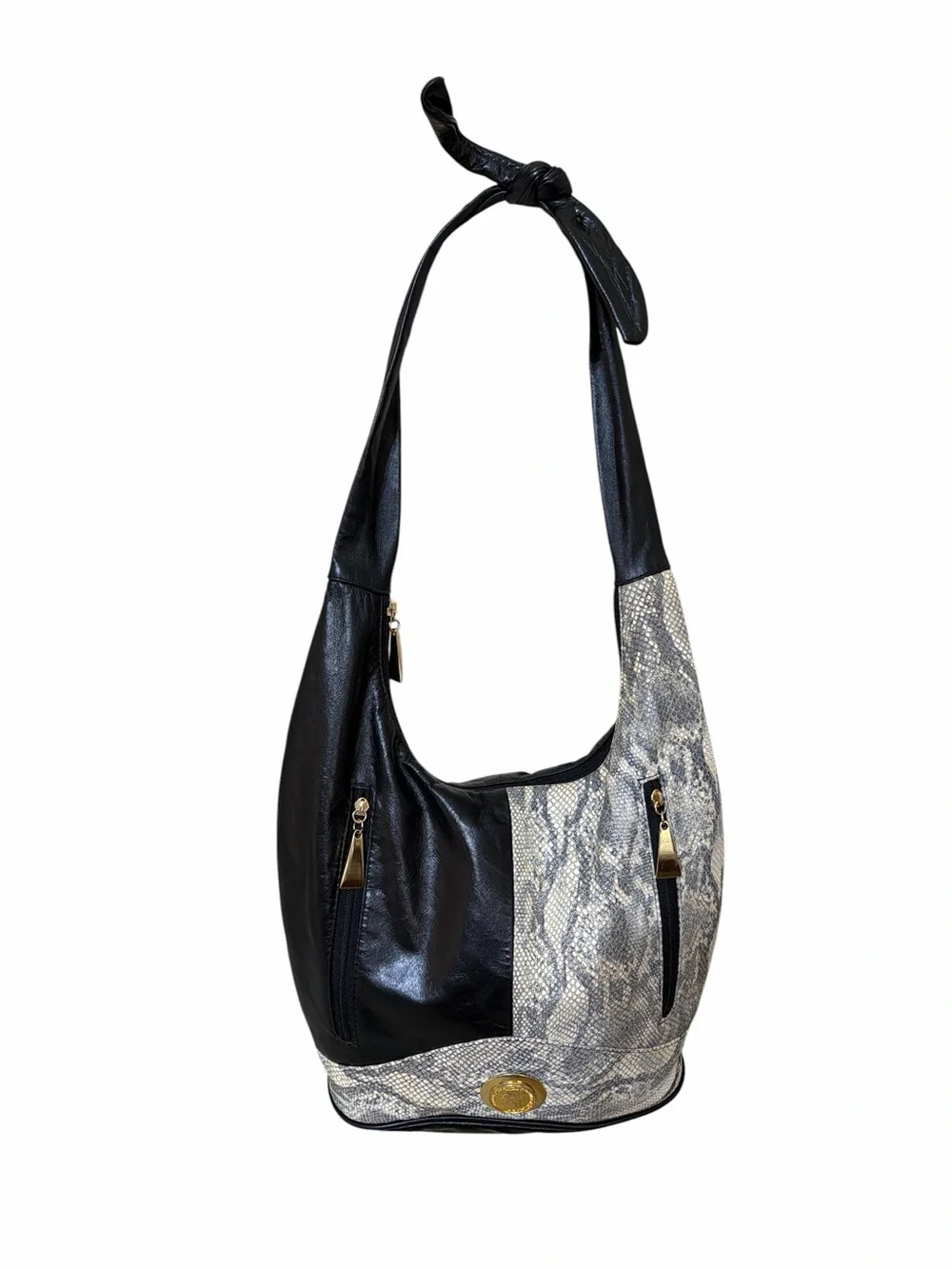 Vintage Tejrasila Snake Leather Hobo Handbag Gold Coin NERO CLAUDIUS CAESAR